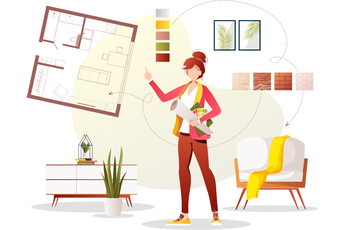 KW appraisal group-illustration of woman designing a space