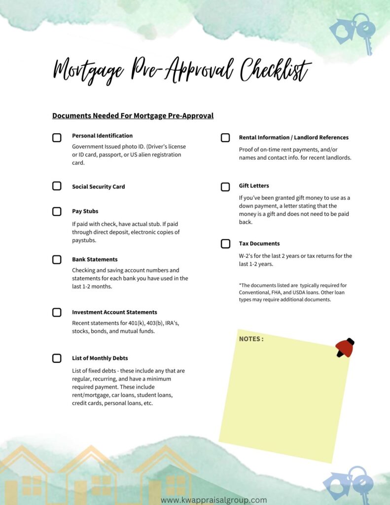 Mortgage pre approval checklist