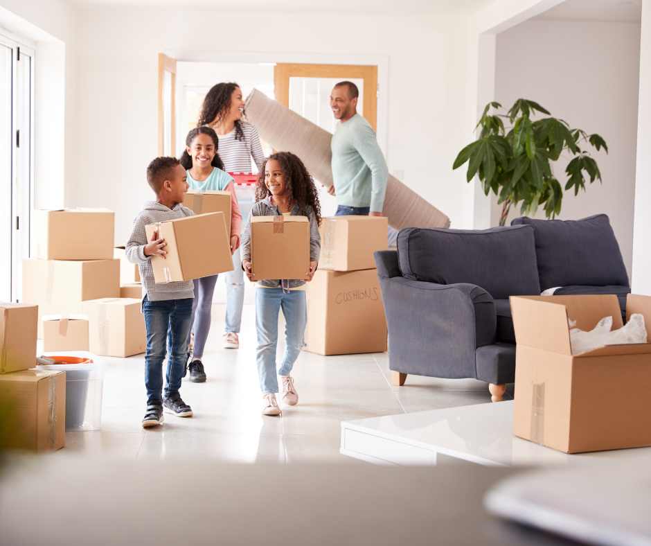 family moving in during the home buying process timeline