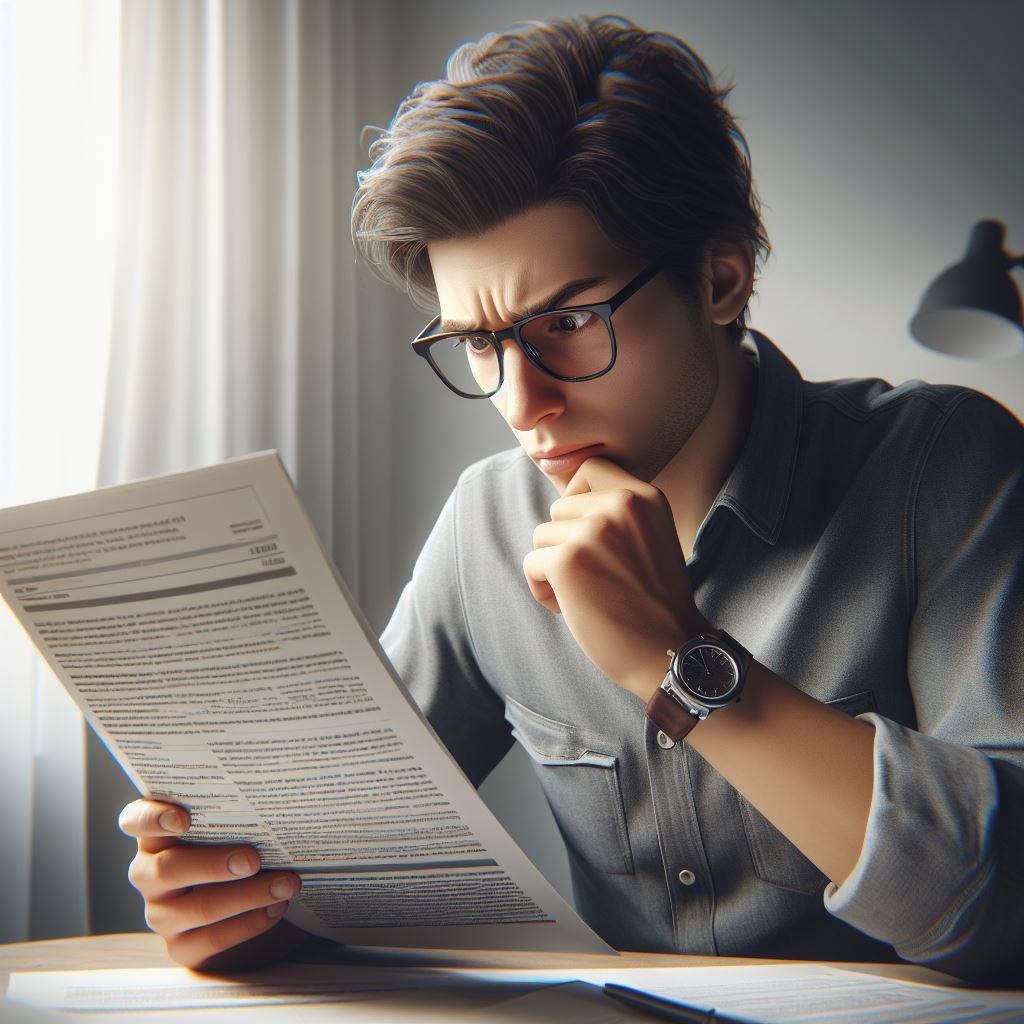 man reading through a report