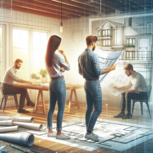 a couple deciding on home renovations