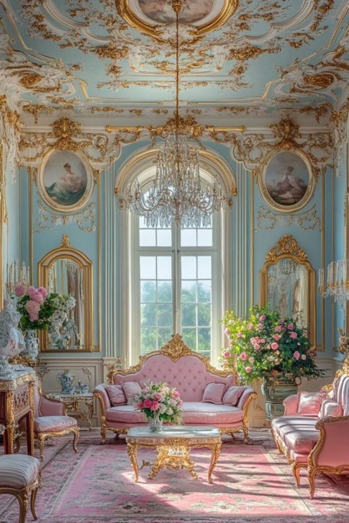 A Rococo Style Salon rococo style salon with pink hues