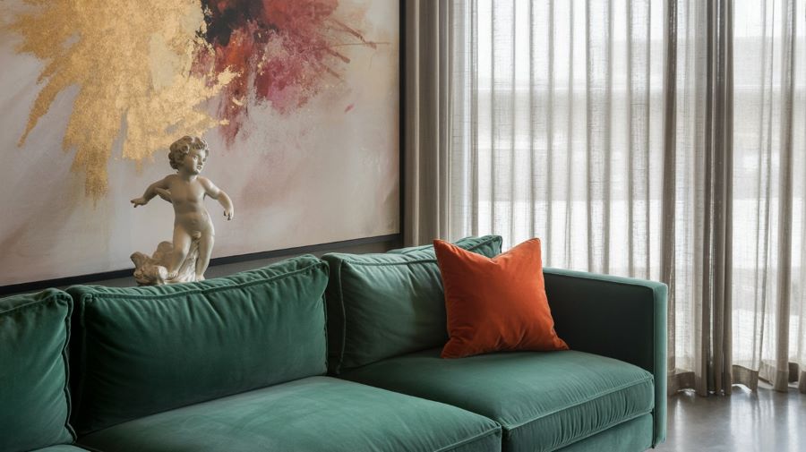 rococo deep colors rococo deep green colored couch and art
