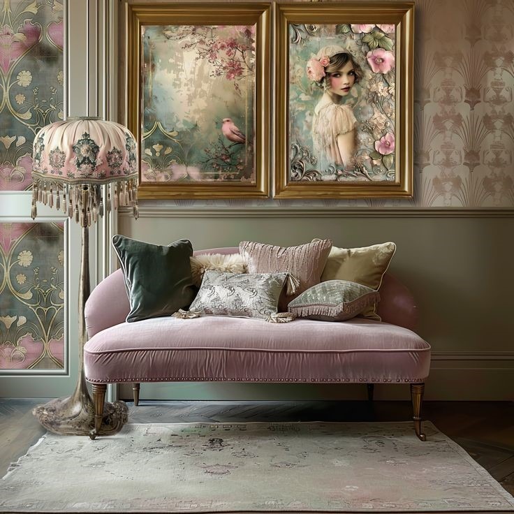 rococo materials rococo mixed materials - velvet couch with gold wall accents