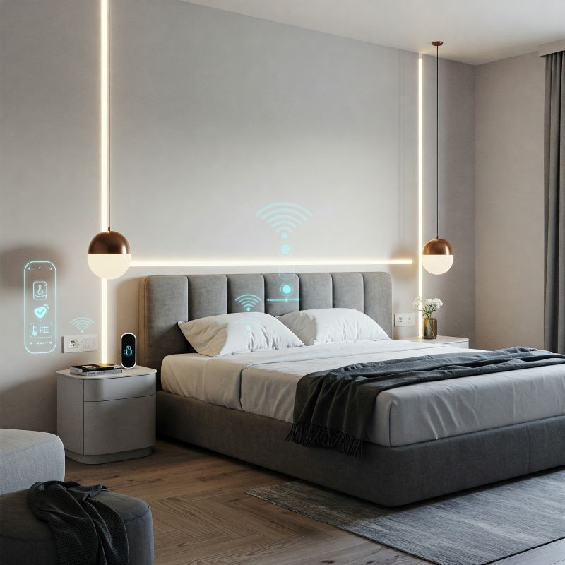 smart ai bedroom smart ai home features - bedroom with health monitoring features