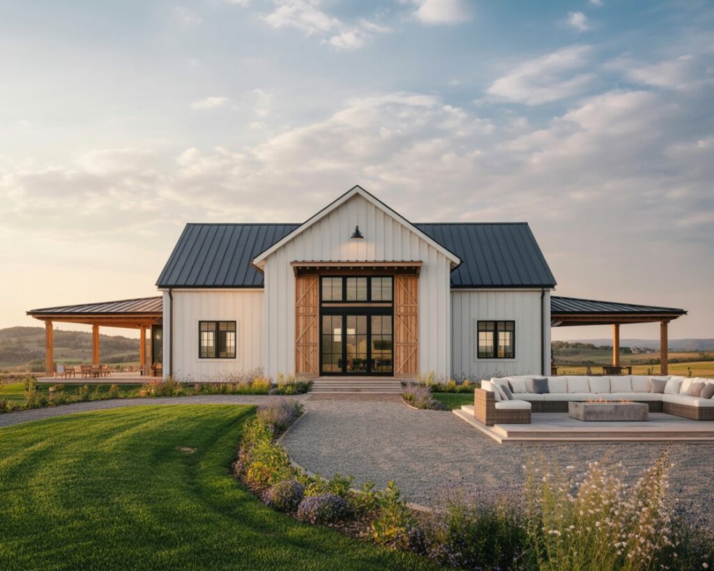 modern barndominium modern white barndominium