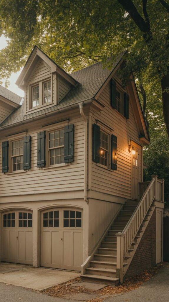 carriage house adu adu's - a rustic carriage house over a garage